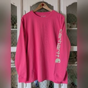 Carhartt Long Sleeve Logo Tee - Pink XL Loosefit